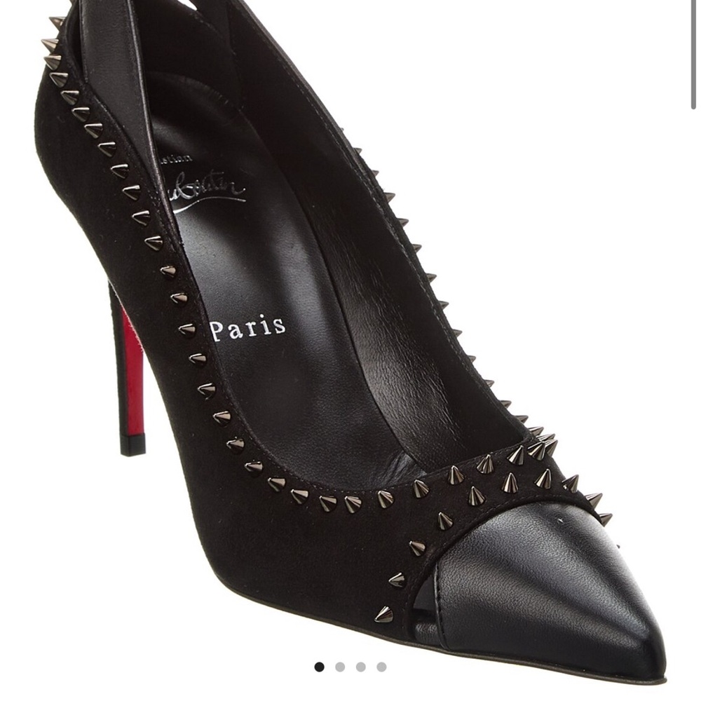 Christian Louboutin Duvette Spikes 85 Leather & Suede Pump